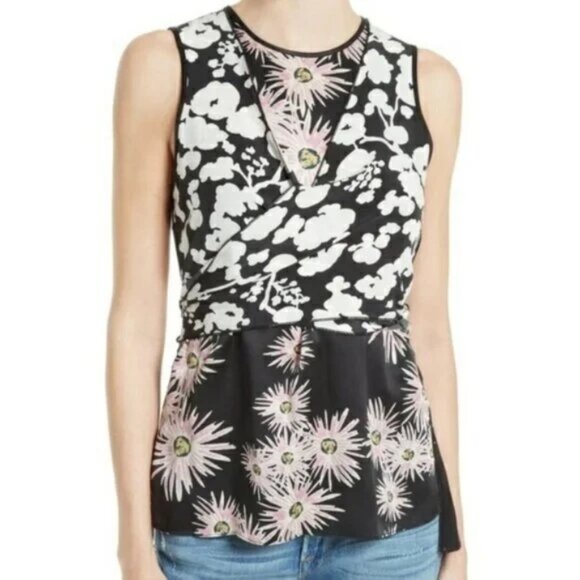 Elizabeth and James Tops - Elizabeth and James Diana floral silk sleeveless wrap top shirt XS blouse